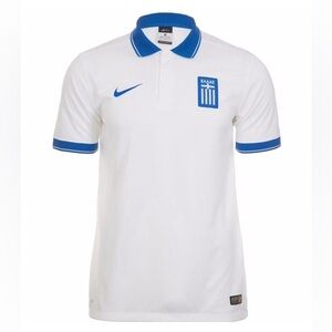 NIKE SOCCER: GREECE 2014 - STADIUM HOME JERSEY WHITE MEN'S POLO SHIRT LARGE